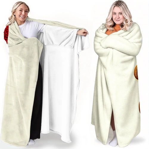 Christmas Gingerbread Man Print Wearable Blanket – Soft & Cozy for Men and Women