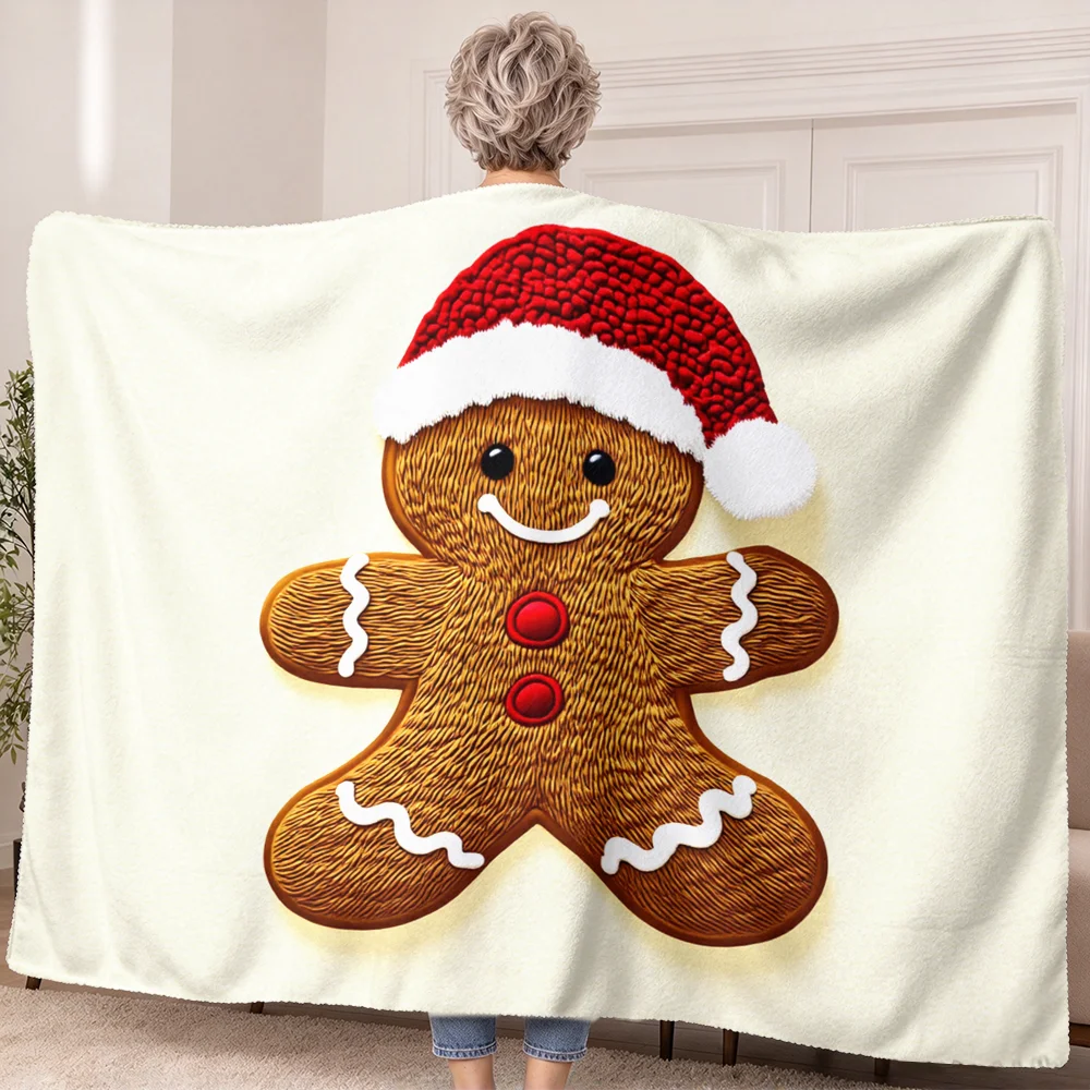 Christmas Gingerbread Man Print Wearable Blanket – Soft & Cozy for Men and Women